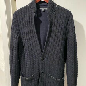 Stunning Cableknit Cashmere Black&Blue Sweater Blazer